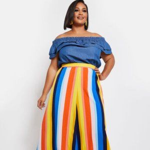 Striped A-Line Maxi Skirt